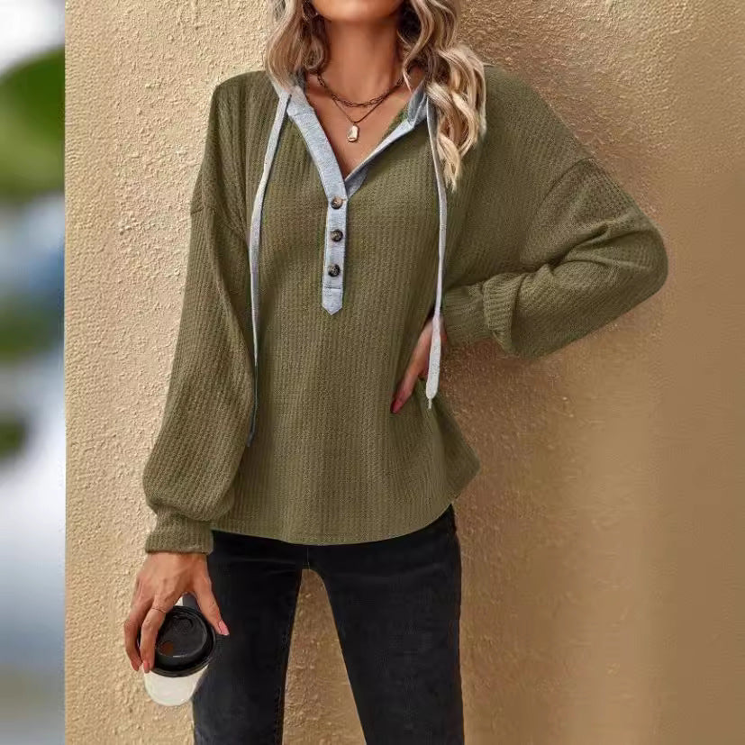 Dames Pull Overized avec Patte de Boutons Chic und Stil