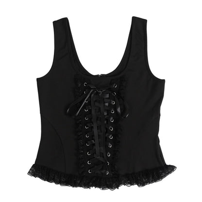 Haut de corset femme avec des détails en volants et des rubans en satin Chic und Stil
