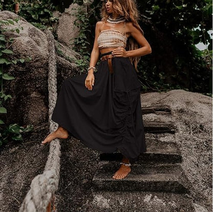 Jupe maxi décontractée pour femmes avec poches latérales pratiques et passants de ceinture Chic und Stil