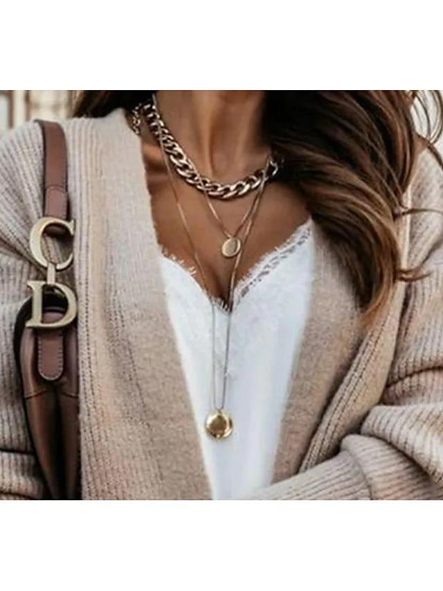 Dames Élégante Cardigan avec Détails de Boutons et Poches Pratiques Chic und Stil