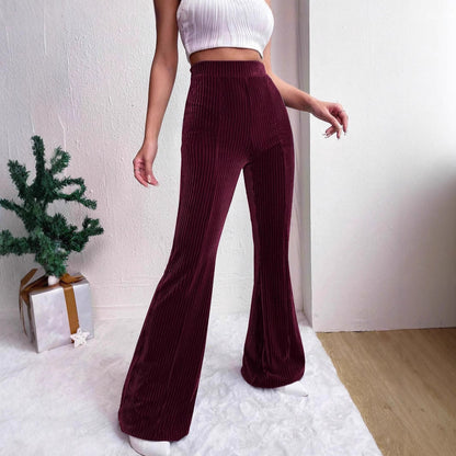 Women Elegant and Comfortable Satin Pants with Vertical Stripes Chic and Style