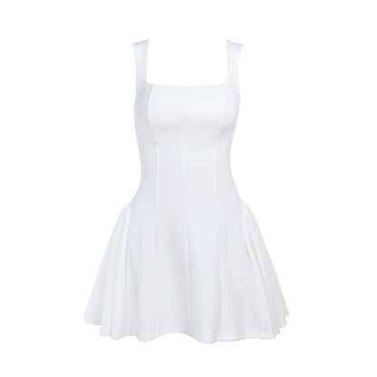 Robe patineuse à col carré pour femmes avec volants Chic und Stil