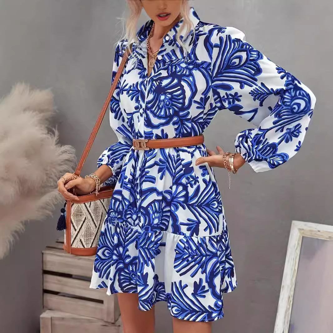 Robe chemise pour femme avec jupe volumineuse et motif floral Chic und Stil