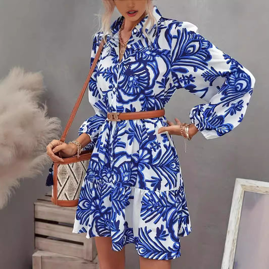 Robe chemise pour femme avec jupe volumineuse et motif floral Chic und Stil