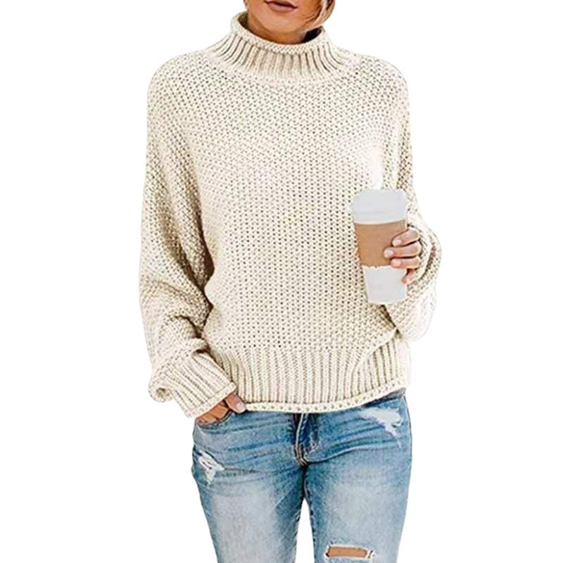 Dames pull en grosse maille avec col montant et surface texturée Chic und Stil