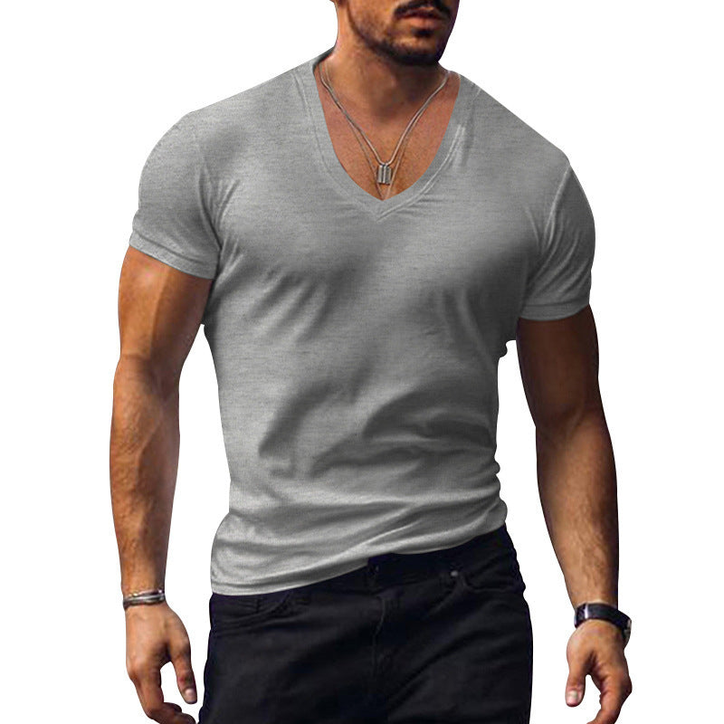 T-shirt pour hommes à col V en mélange de coton respirant Chic und Stil