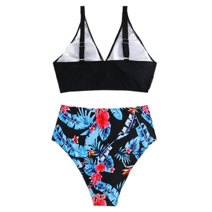 Bikini pour femmes taille haute avec motif floral et haut en forme de nœud Chic und Stil