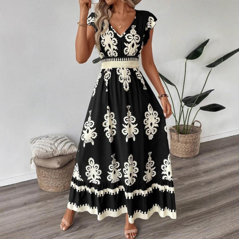 Robe maxi à décolleté en V brodée pour femmes Chic und Stil