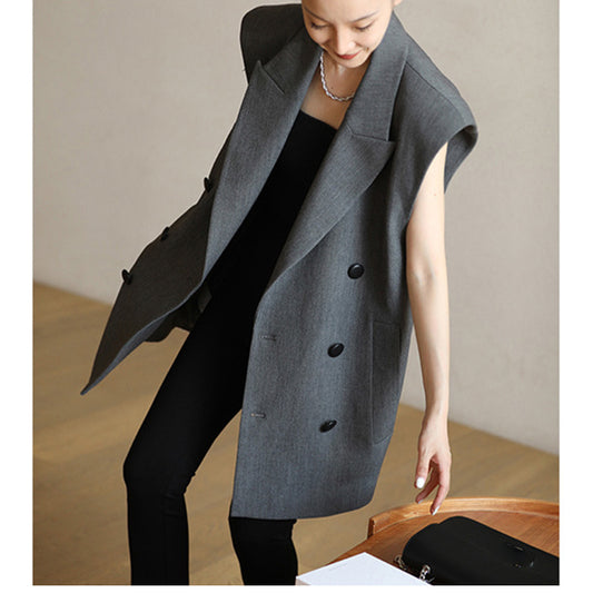 Blazer sans manches oversize croisé pour femmes Chic und Stil