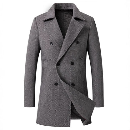 Elegant double-breasted coat for men in herringbone pattern Chic und Stil