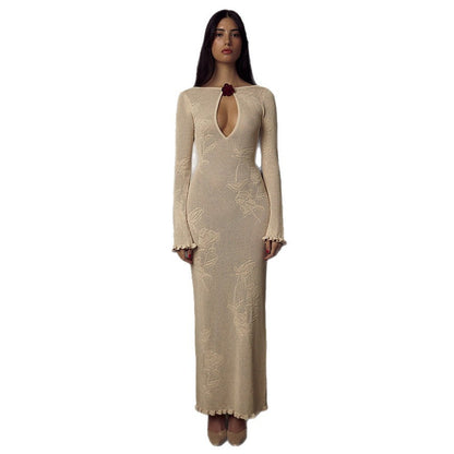 Robe maxi femme avec décolleté plongeant et motif de crochet raffiné Chic und Stil
