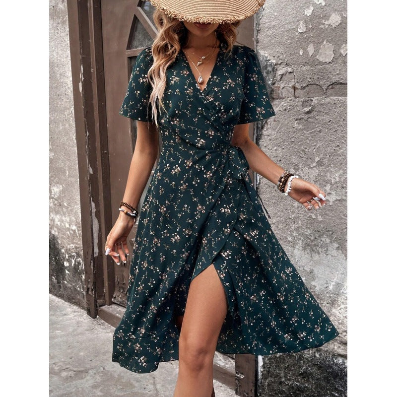 Robe portefeuille florale élégante pour dames Chic und Stil