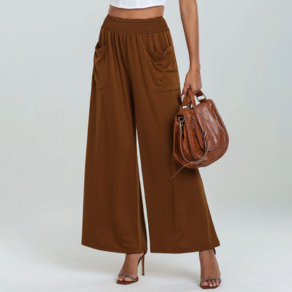 Wide palazzo pants for women with elastic waistband and practical pockets Chic and Style