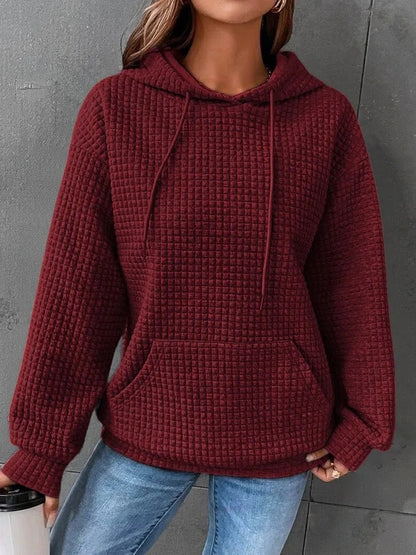 Sweat à capuche décontracté pour femmes avec surface texturée et poche kangourou pratique Chic und Stil