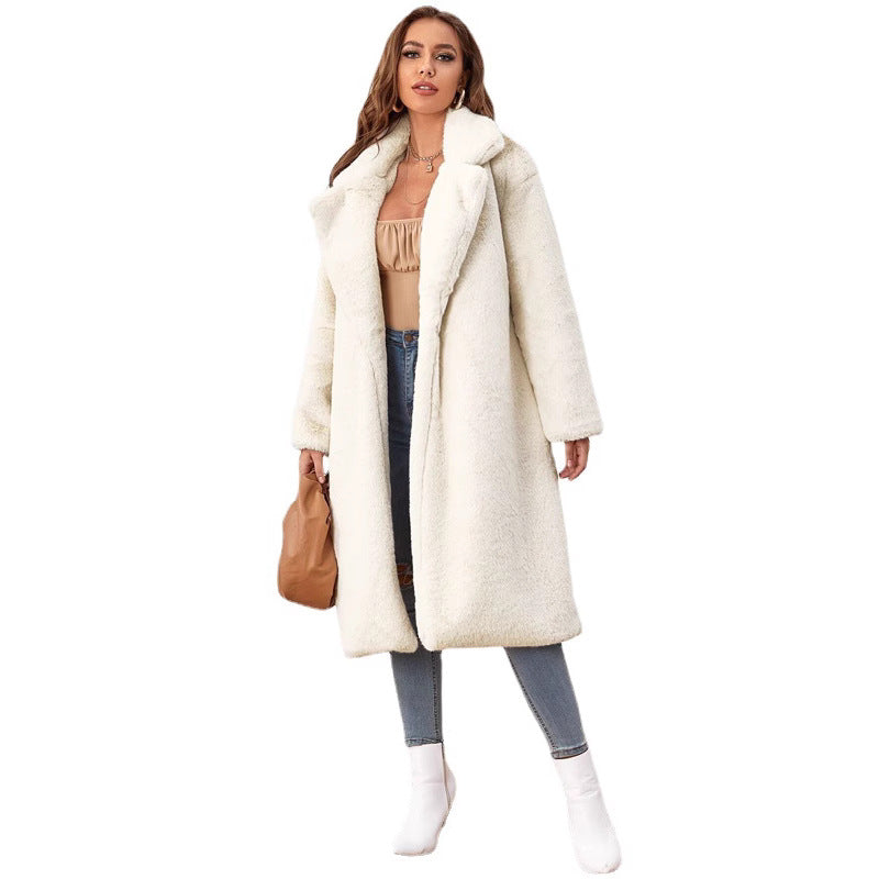 Dames Blouson long en fausse fourrure Chic und Stil