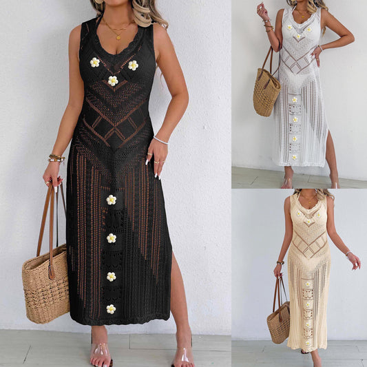 Dames Bohémien Croche Maxi Couvrant Robe Chic und Stil