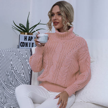 Ladies comfortable turtleneck sweater with high-quality twisted pattern Chic and Style