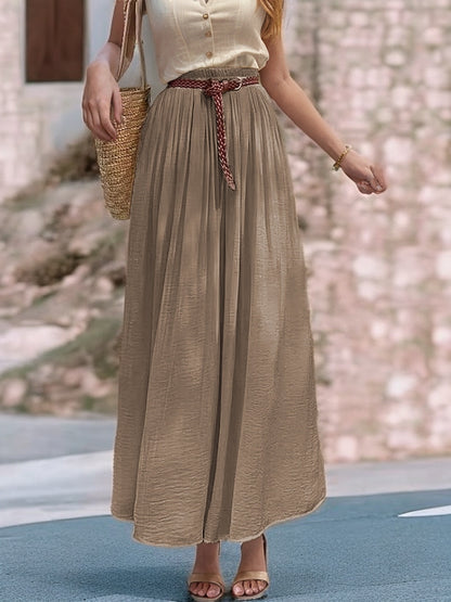 Robe Maxi longue pour femmes avec ceinture élastique et tissu fluide Chic und Stil