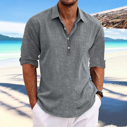 Chemise en lin léger pour hommes à manches mi-longues Chic und Stil
