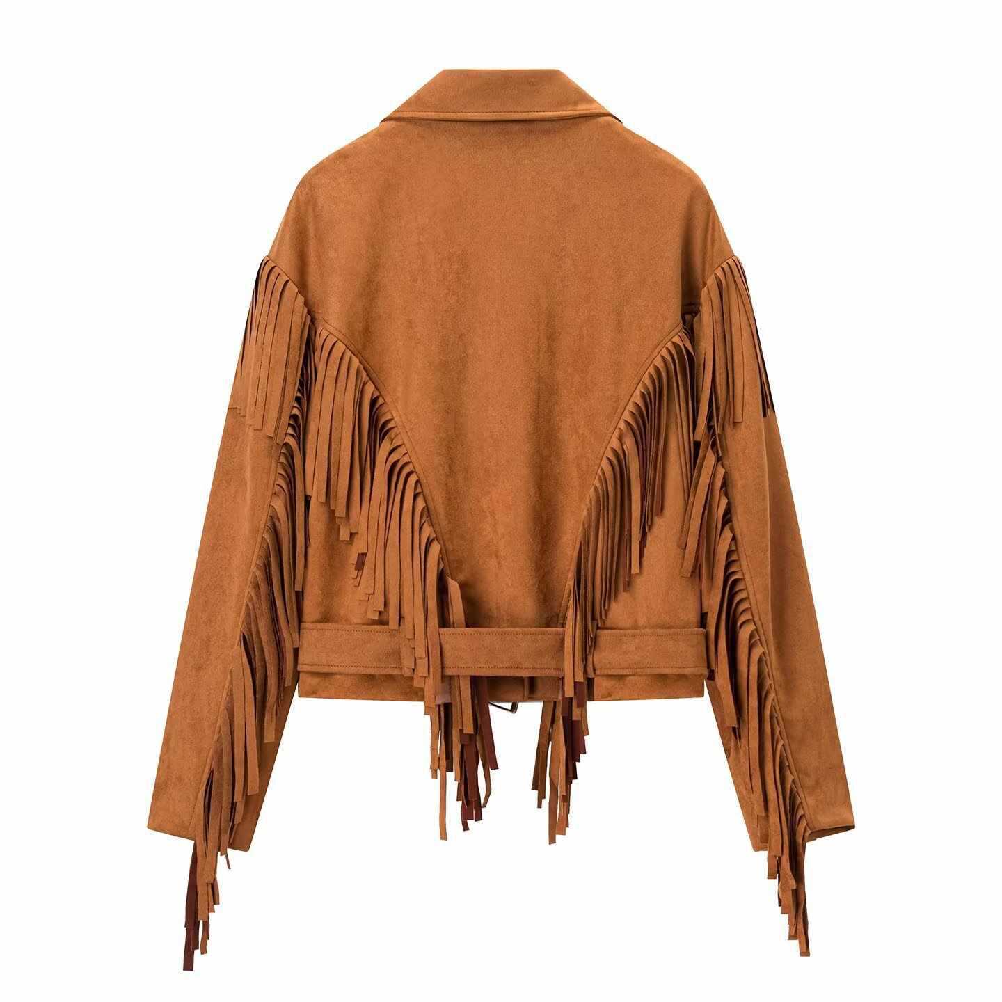 Damen Wildlederjacke mit Fransen und modischem Schnitt Chic und Stil