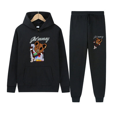 Women's hoodie and jogger pants set with a creative bear pattern Chic and Style