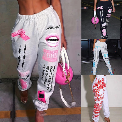 Casual sports pants for women with striking prints and a chic and stylish graphic design