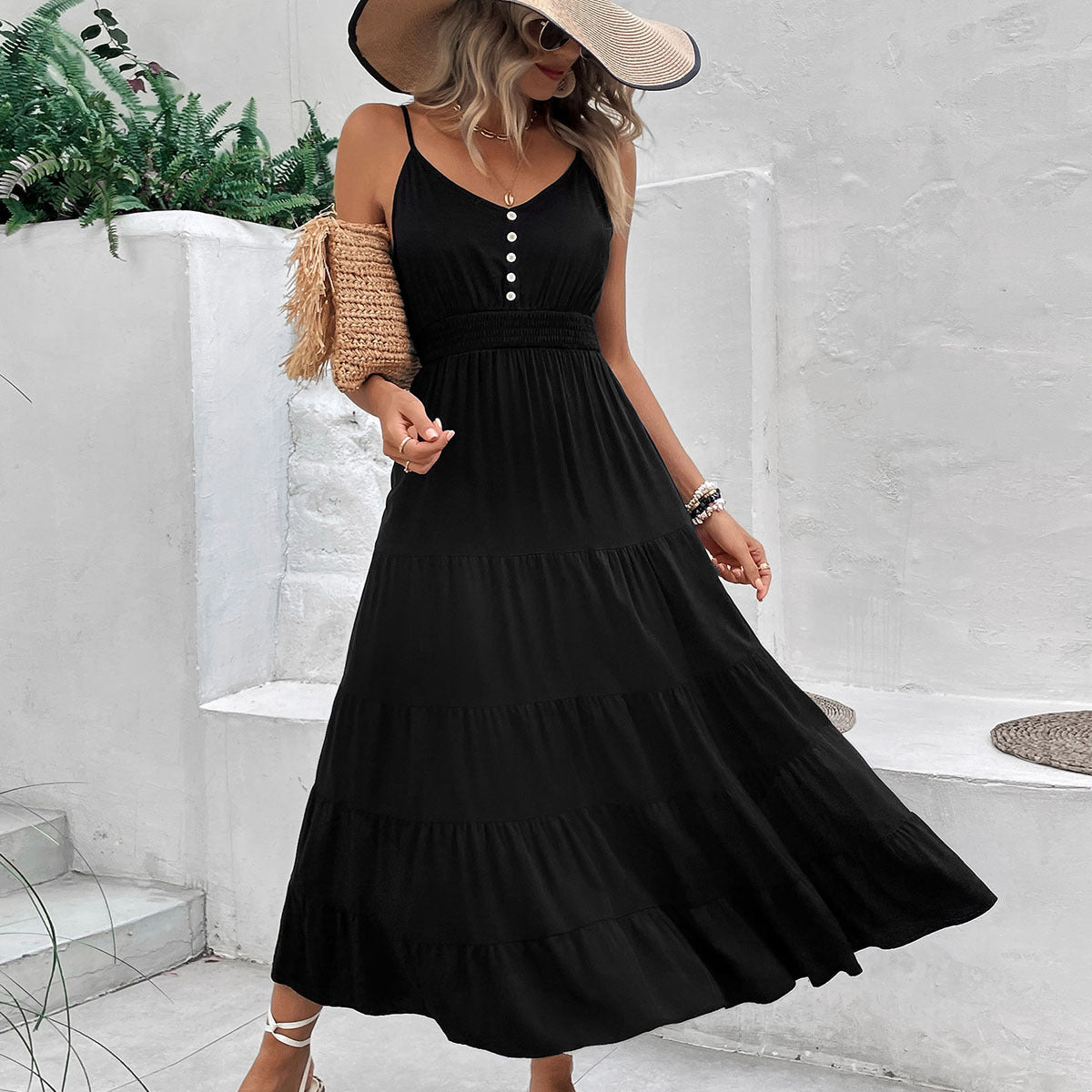 Robe maxi élégante à manches longues avec fente latérale Chic und Stil
