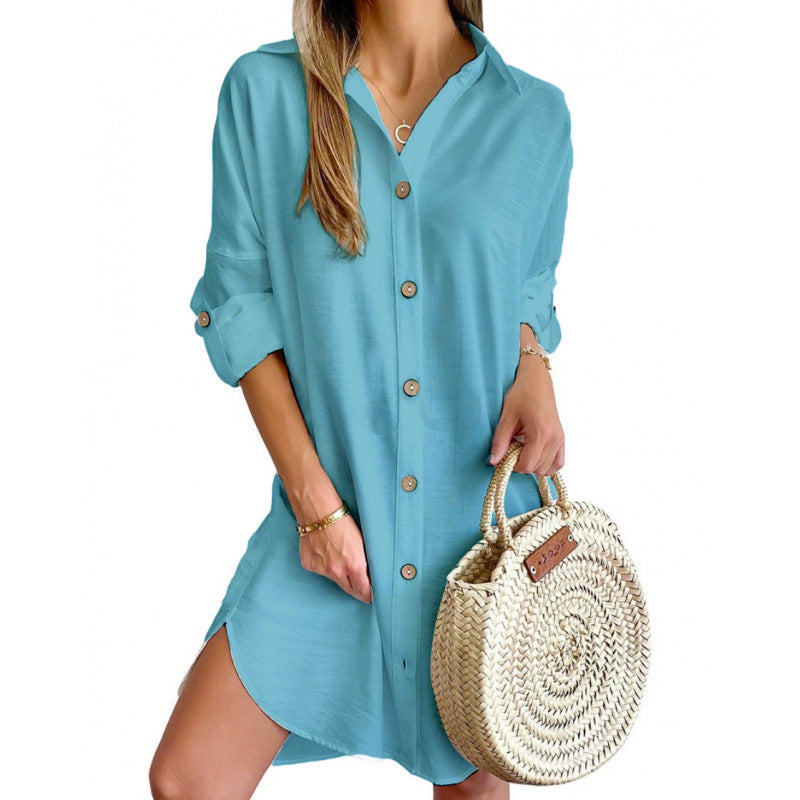 Robe chemise décontractée pour femmes en tissu léger avec fermeture à boutons Chic und Stil