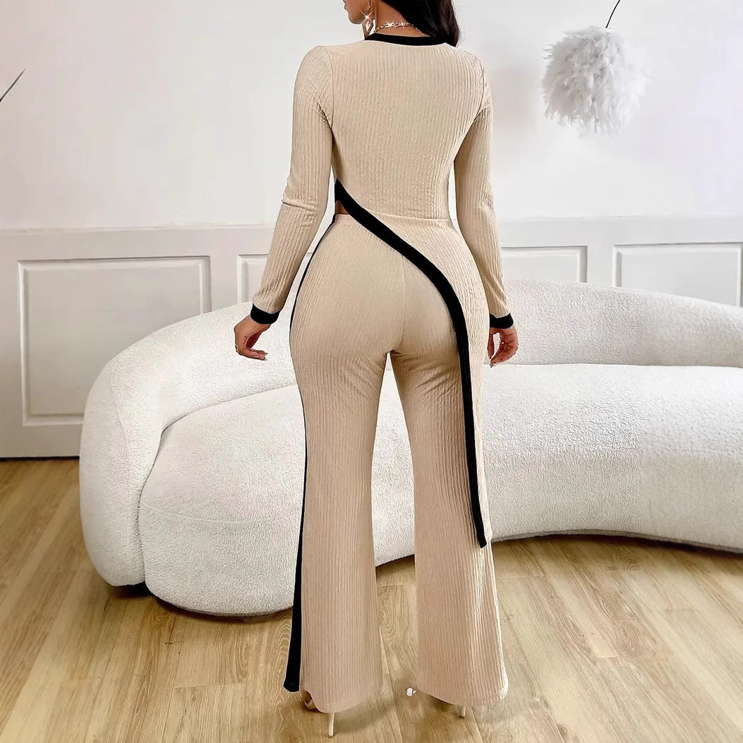 Dames combinaison moderne avec fente latérale et accents contrastés Chic und Stil