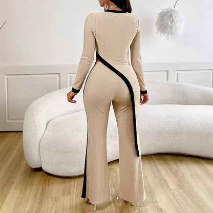 Dames combinaison moderne avec fente latérale et accents contrastés Chic und Stil