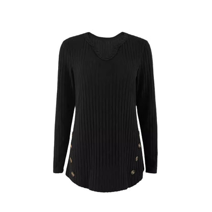 Pull en tricot pour femmes avec détails de boutons sur les côtés et design en ribb structuré Chic und Stil