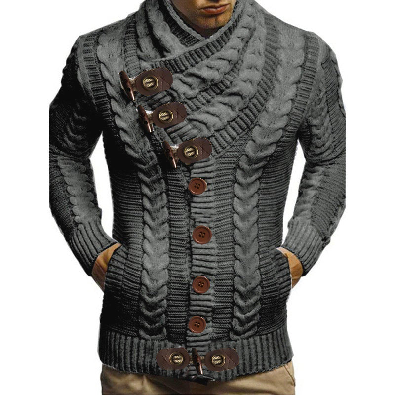 Men's knitted jacket with large collar and twisted pattern Chic and Style