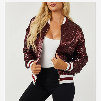 Dames Bling Bomber Jacket Chic und Stil
