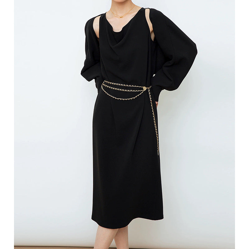 Robe midi élégante à manches longues pour femmes Chic und Stil