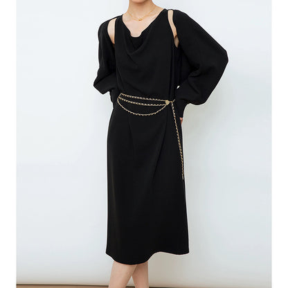 Robe midi élégante à manches longues pour femmes Chic und Stil