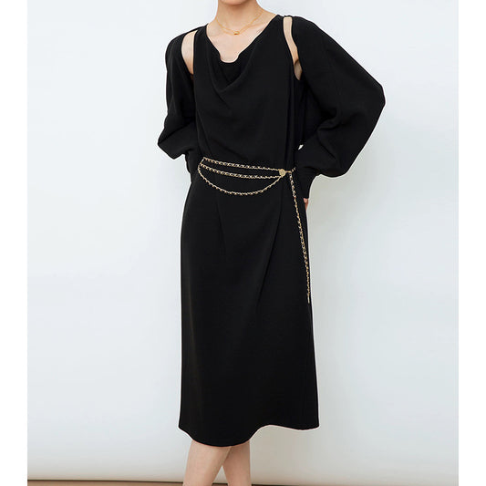 Robe midi élégante à manches longues pour femmes Chic und Stil