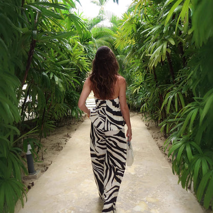 Ladies wide Palazzo pants with elegant zebra pattern Chic and Style