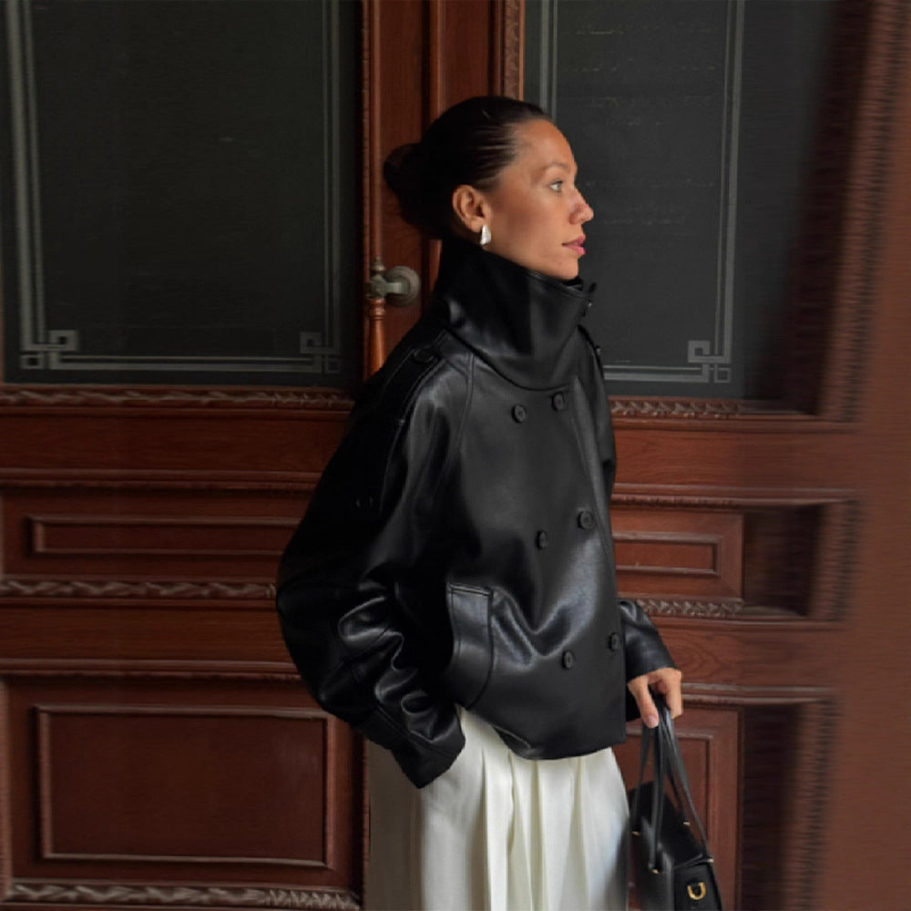 Veste de motard en simili cuir pour femmes Chic & Stil