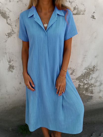 Robe maxi décontractée pour femmes avec col et manches courtes Chic und Stil