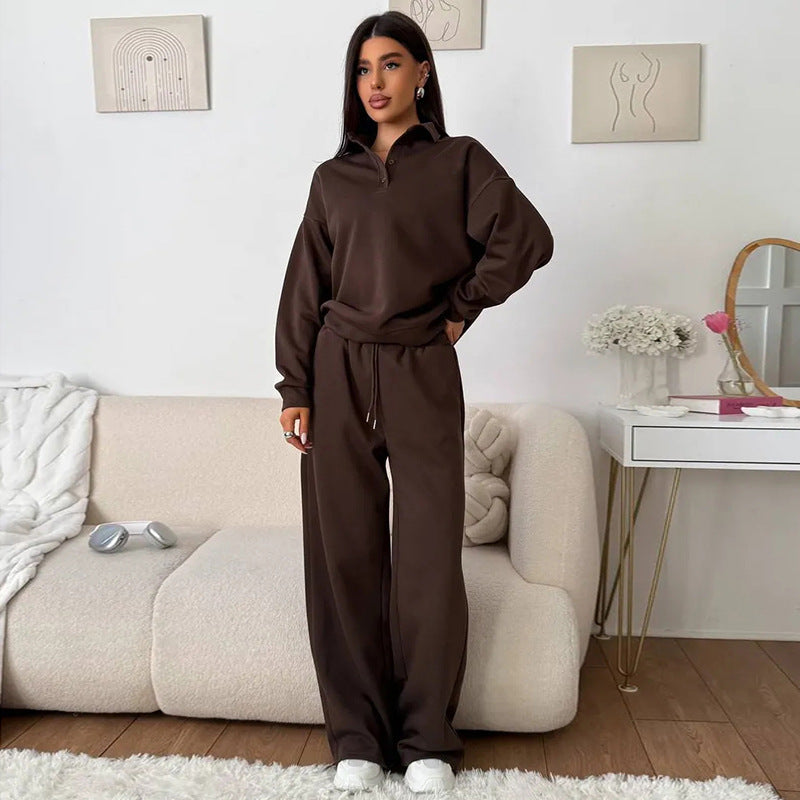 Ladies comfortable polo and wide pants set Chic and Style