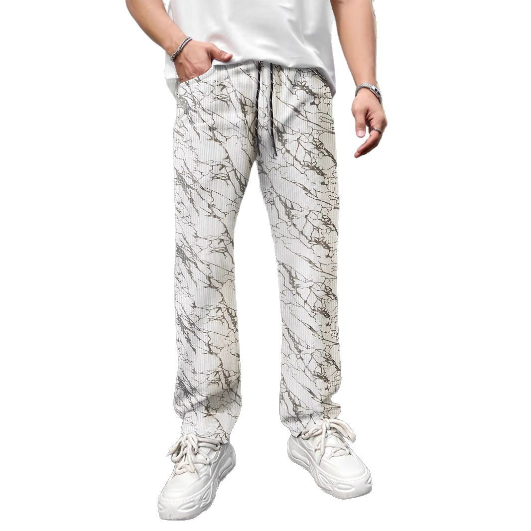 Casual leisure pants for men with elastic waistband and trendy Chic und Stil pattern