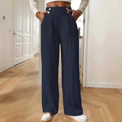 Elegant and airy high-waisted pants for women with wide legs and practical pockets Chic and Style