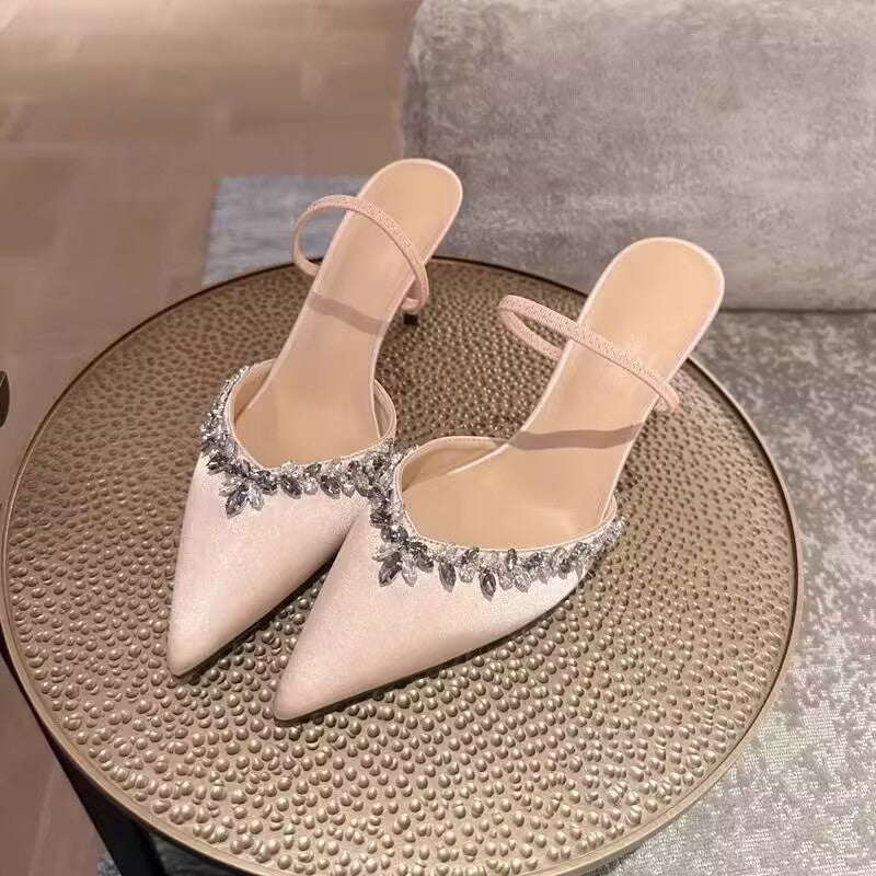 Dames Élégantes Escarpins à Bride Arrière avec Ornements en Strass Chic und Stil