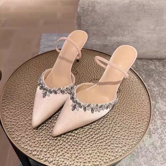 Dames Élégantes Escarpins à Bride Arrière avec Ornements en Strass Chic und Stil