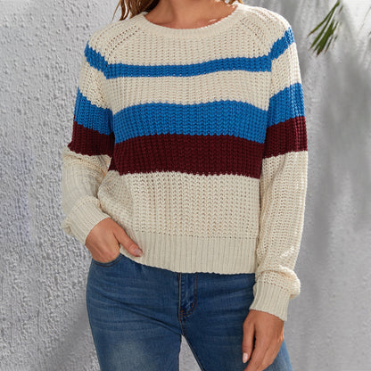 Pull en coton pour femmes avec des rayures modernes et un col rond Chic und Stil