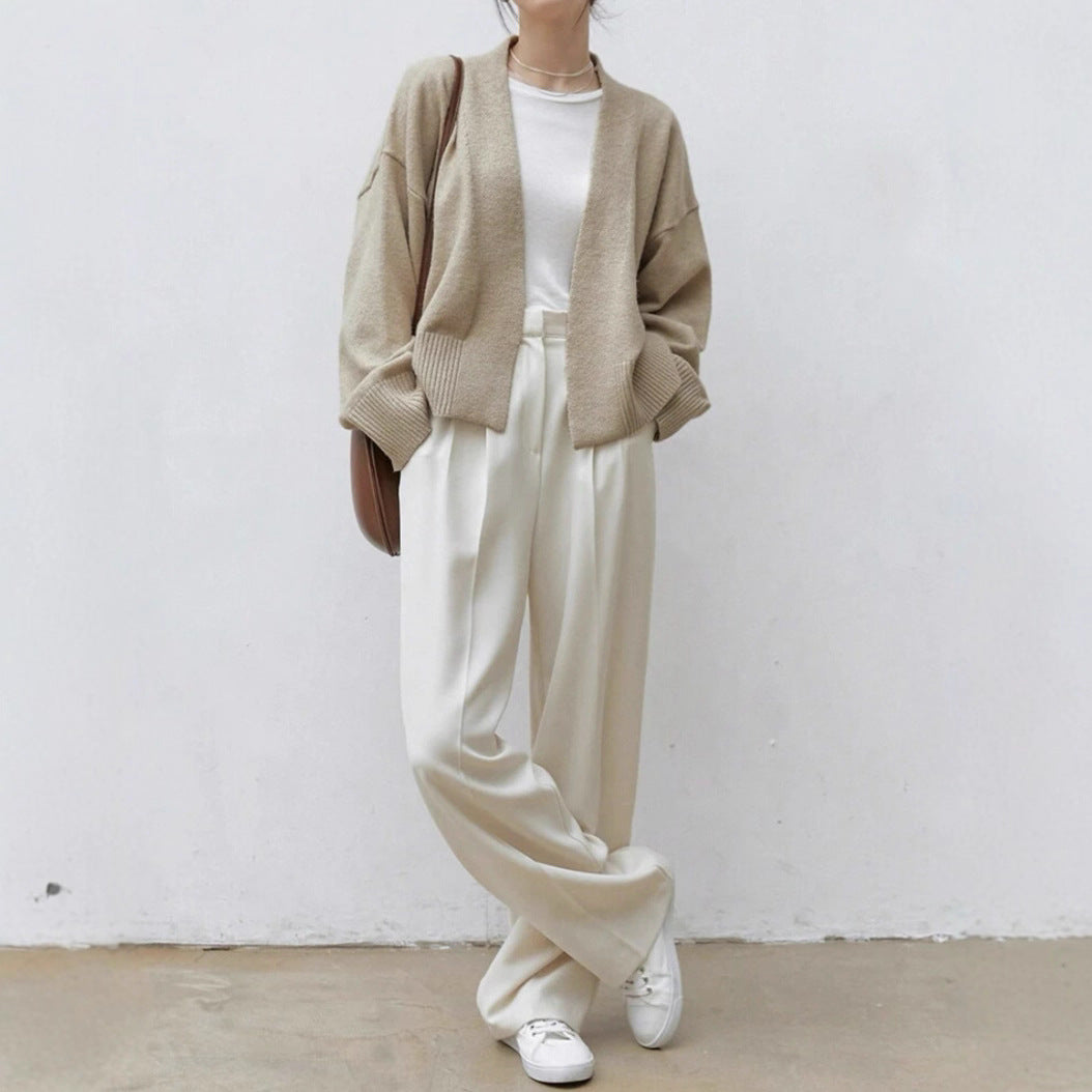 Cardigan hybride pour femmes avec large bord-côte et ceinture Chic und Stil