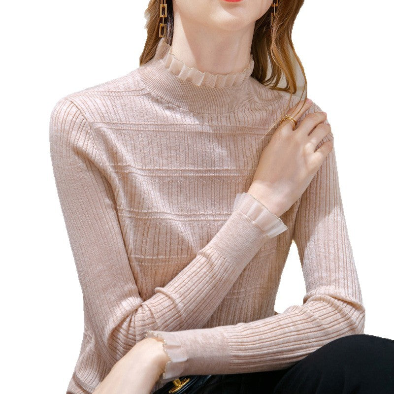 Pull en tricot pour femmes avec ourlet à volants élégant et texture fine Chic und Stil