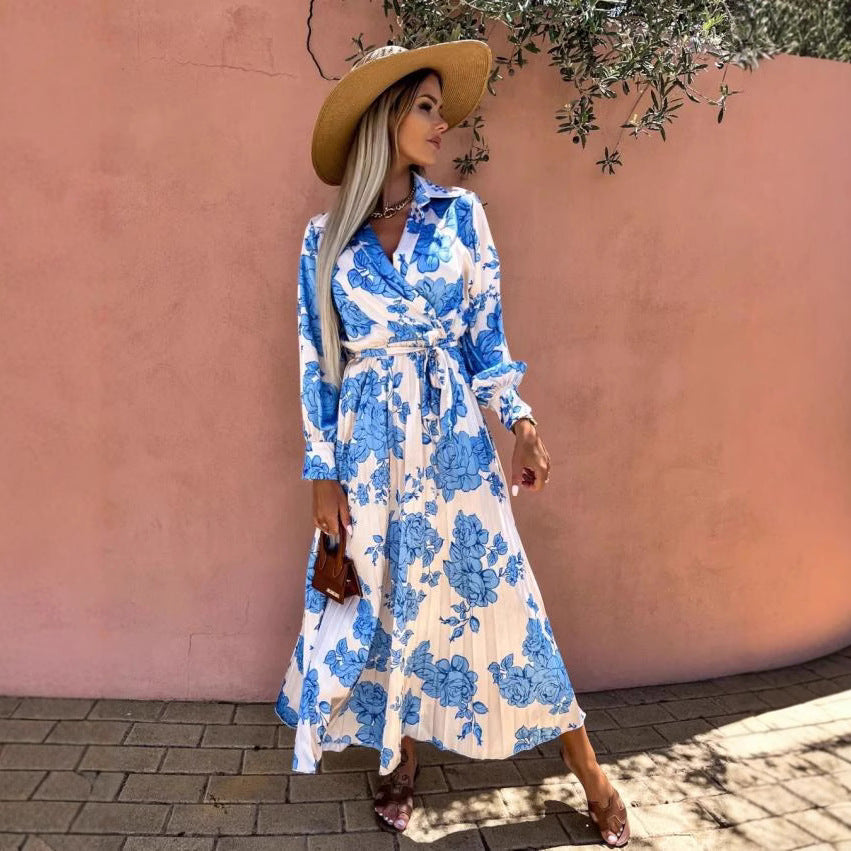 Robe maxi portefeuille à imprimé floral pour femmes Chic und Stil