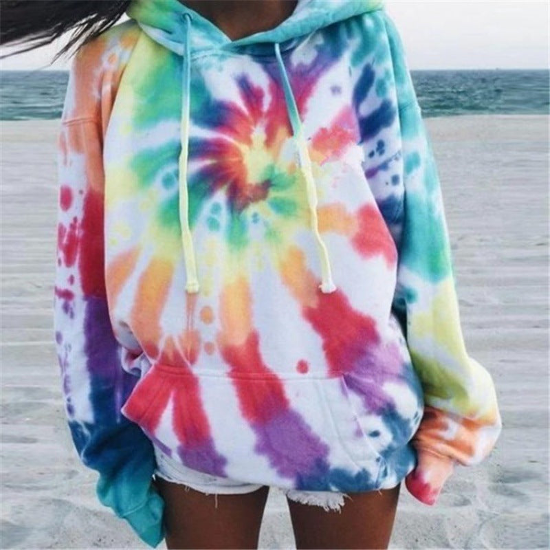 Pull à capuche pour femmes en design tie-dye coloré Chic und Stil