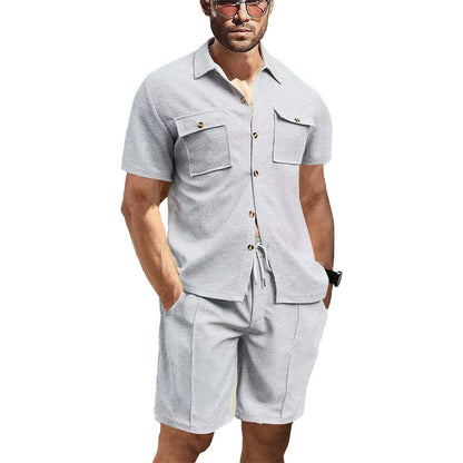 Chemise à manches courtes à la mode pour hommes avec shorts assortis Chic und Stil